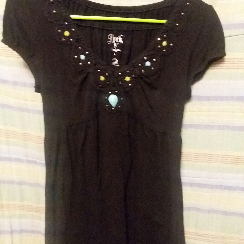 BLACK DRESS WITH TURQUOISE EMBELLISHMENTS